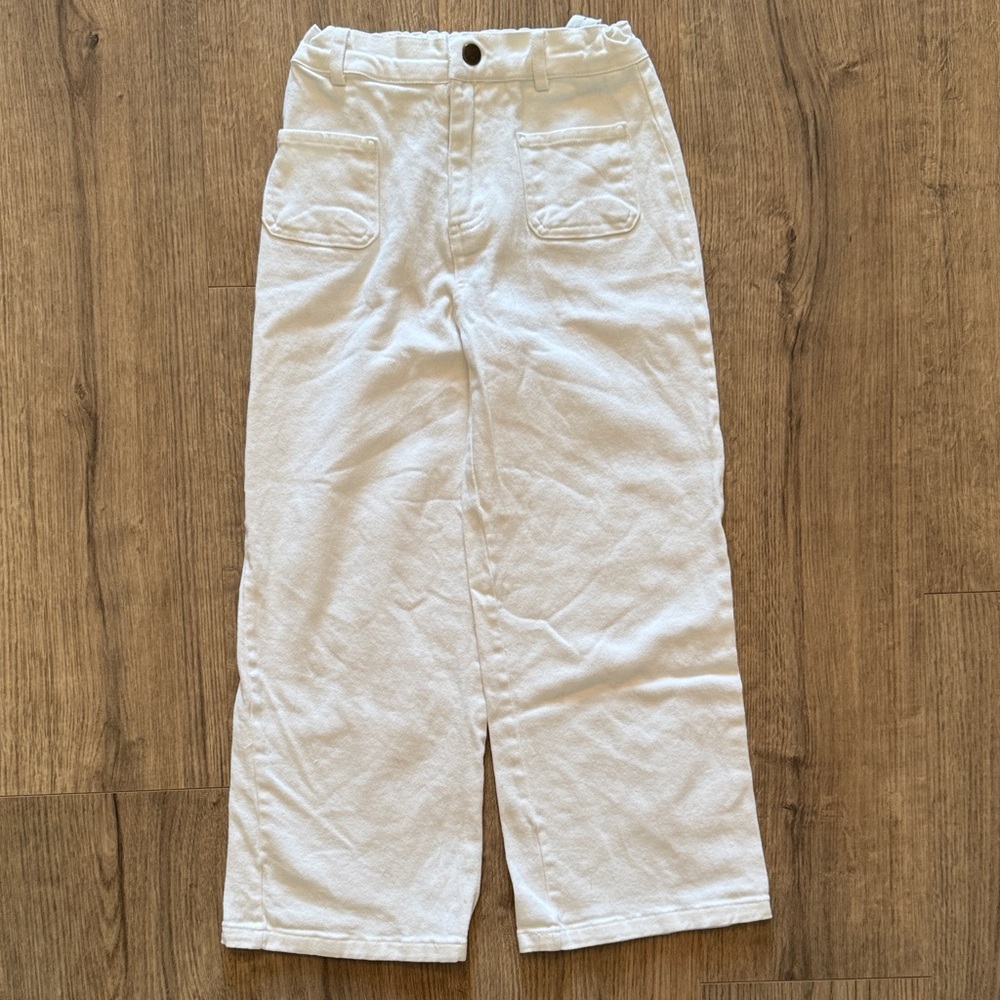 Kids White Wide-Leg Pants